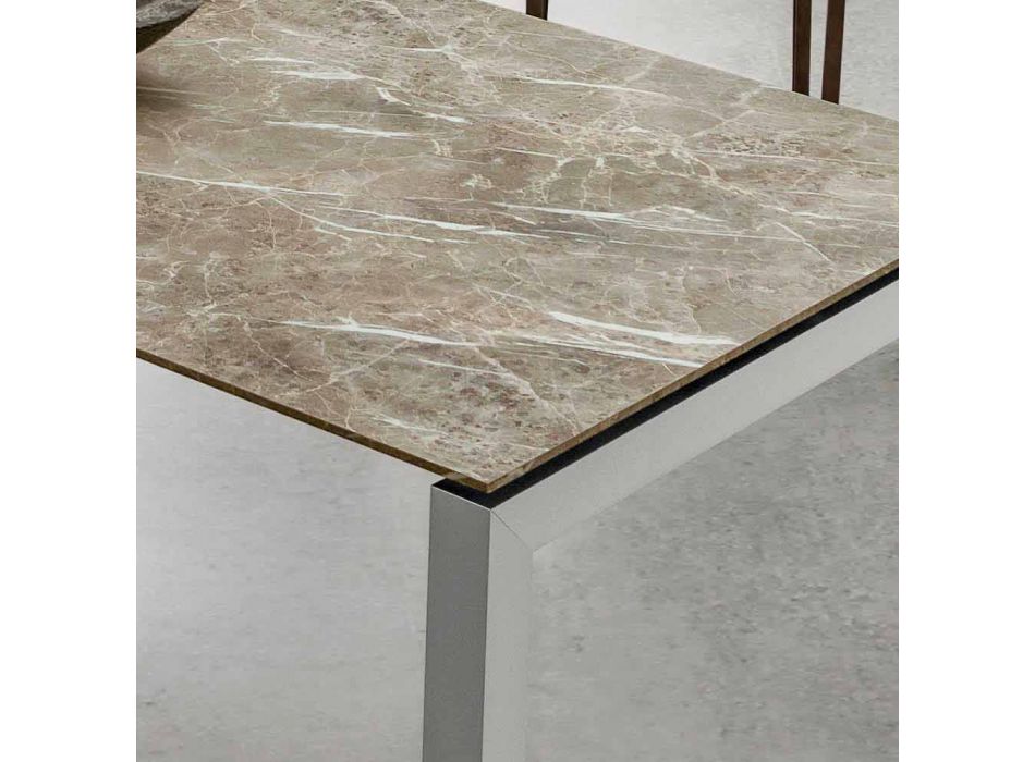 Jídelní stůl v provedení Hpl Mramor a hliník Made in Italy - Monolith Viadurini
