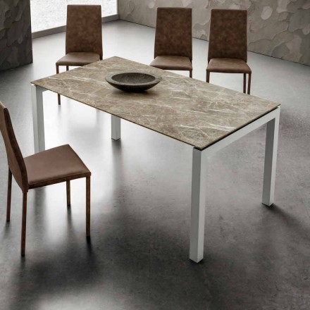 Jídelní stůl v provedení Hpl Mramor a hliník Made in Italy - Monolith Viadurini