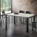 Jídelní stůl v Hpl mramorovém efektu a lakovaném kovu Made in Italy - Jupiter