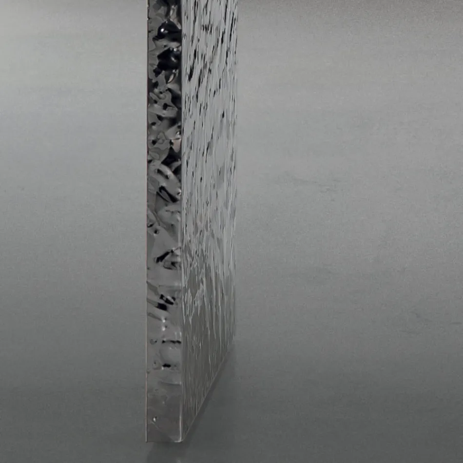 Jídelní stůl z dýhy a tepané oceli Made in Italy - Strappo Viadurini