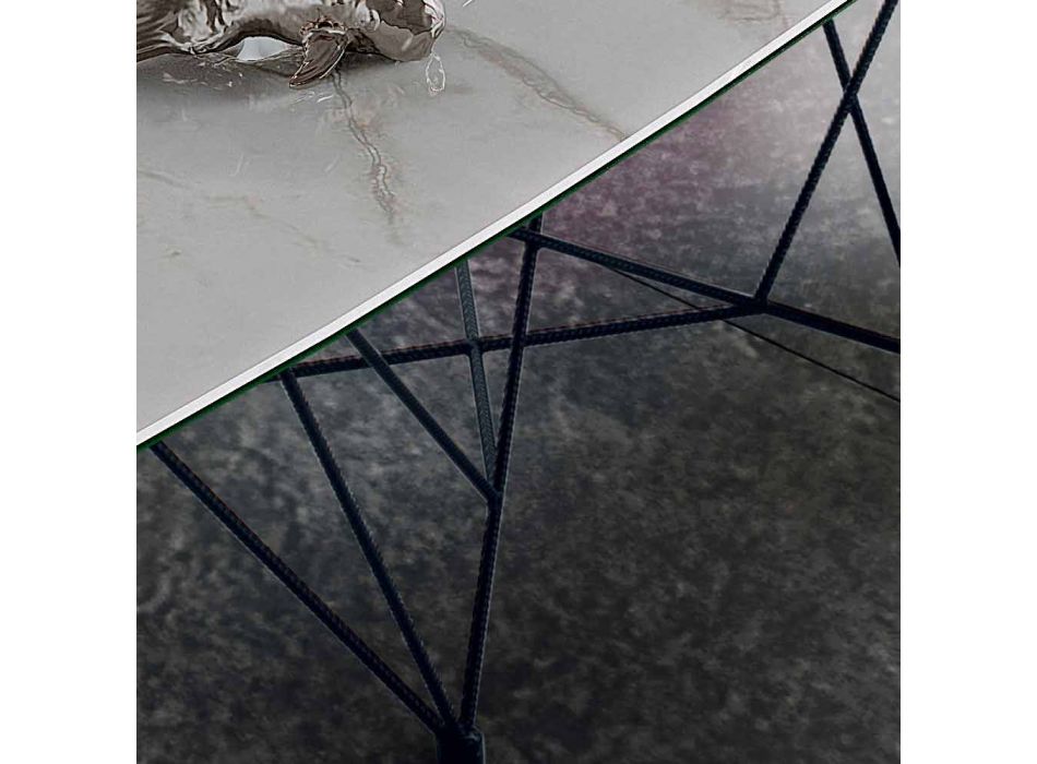 Jídelní stůl z hypermramoru a oceli Made in Italy, vysoká kvalita - Ezzellino Viadurini