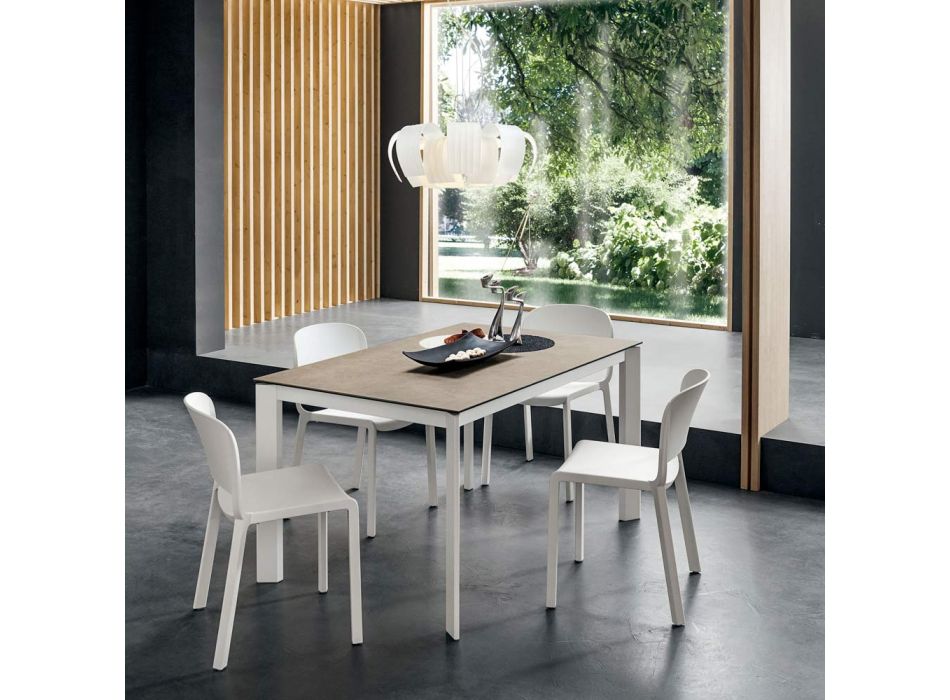 Jídelní stůl z lamina s hliníkovou konstrukcí Made in Italy - Bavorsko Viadurini