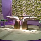 dřevěný jídelní stůl se skleněnou deskou, made in Italy, Bartolo Viadurini