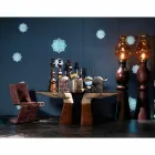 dřevěný jídelní stůl se skleněnou deskou, made in Italy, Bartolo Viadurini