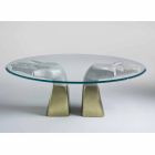 dřevěný jídelní stůl se skleněnou deskou, made in Italy, Bartolo Viadurini