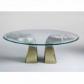 dřevěný jídelní stůl se skleněnou deskou, made in Italy, Bartolo