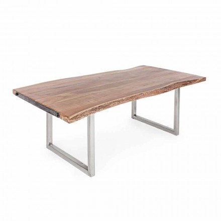 Jídelní stůl Homemotion z akáciového dřeva a nerezové oceli - Convo Viadurini