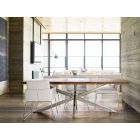 Designový jídelní stůl Homemotion ze dřeva a nerezové oceli - Kaily Viadurini