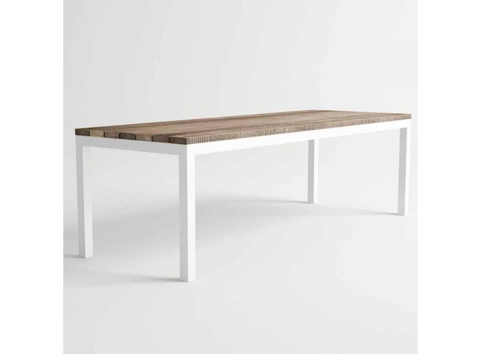 Moderní design venkovní dřevěný a hliníkový jídelní stůl - gangy Viadurini