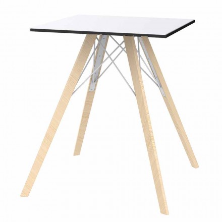 Čtvercový designový dřevěný a jídelní stůl HPL, 4 kusy - dřevo Faz od společnosti Vondom Viadurini