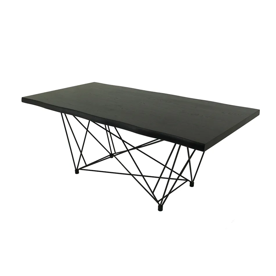 Jídelní stůl z dýhovaného dřeva a oceli Made in Italy - Ezzellino Viadurini