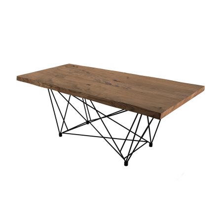 Jídelní stůl z dýhovaného dřeva a oceli Made in Italy - Ezzellino Viadurini