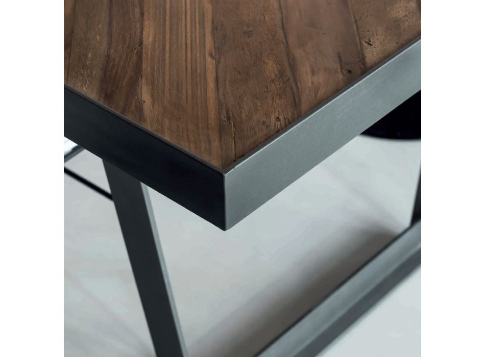 Jídelní stůl z recyklovaného tropického dřeva a kovové nohy – skluzavka Viadurini