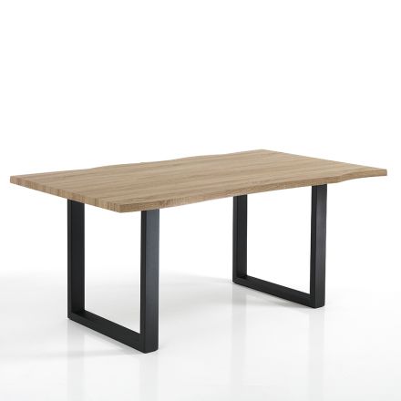 Jídelní stůl z Mdf s nohami z černé lakované oceli - Gepard Viadurini
