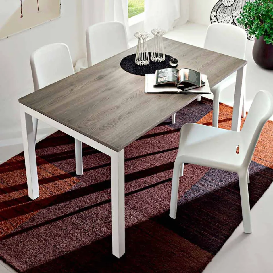 Jídelní stůl z melaminu a lakovaného kovu vyrobený v Itálii - Remigio Viadurini