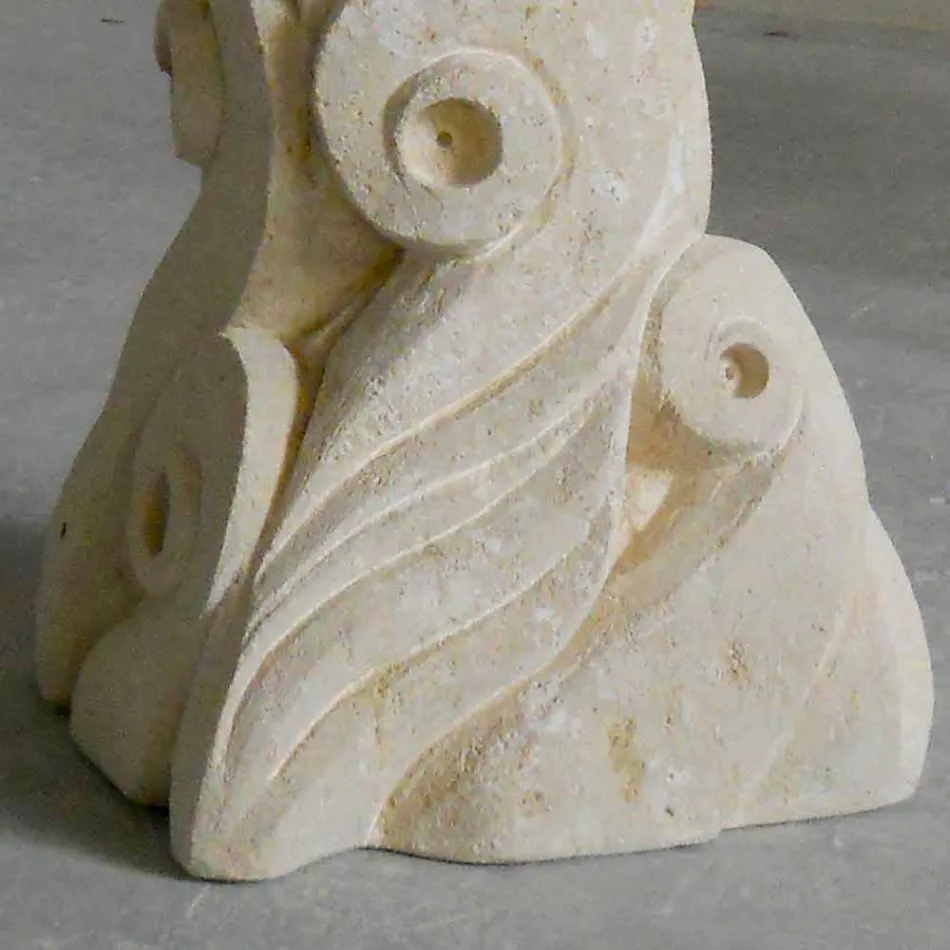 kamenný jídelní stůl se skleněnou deskou designu Giasone Viadurini