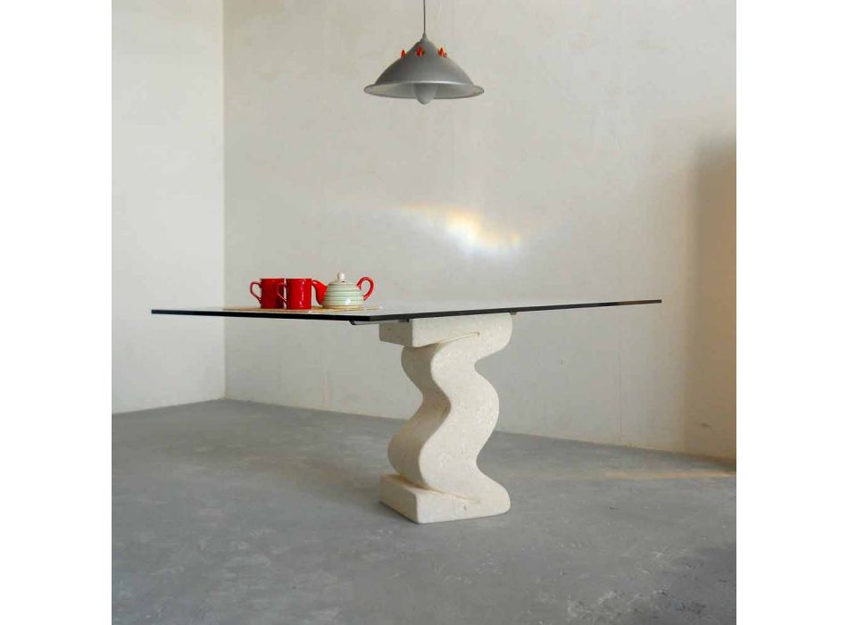 kamenný jídelní stůl a moderní design křišťálové Anteros Viadurini