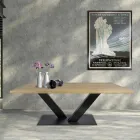 Jídelní stůl z masellato pokoveného dubu a kovu Made in Italy - Riad Viadurini