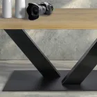 Jídelní stůl z masellato pokoveného dubu a kovu Made in Italy - Riad Viadurini