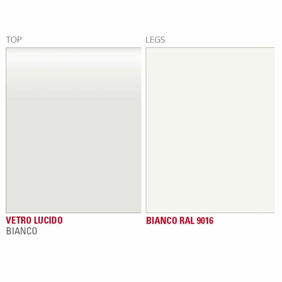 Jídelní stůl z bílého skla a lakovaného kovu vyrobený v Itálii - brož Viadurini