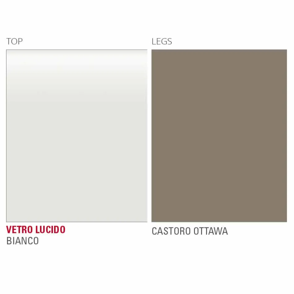 Jídelní stůl z bílého skla a lakovaného kovu vyrobený v Itálii - brož Viadurini