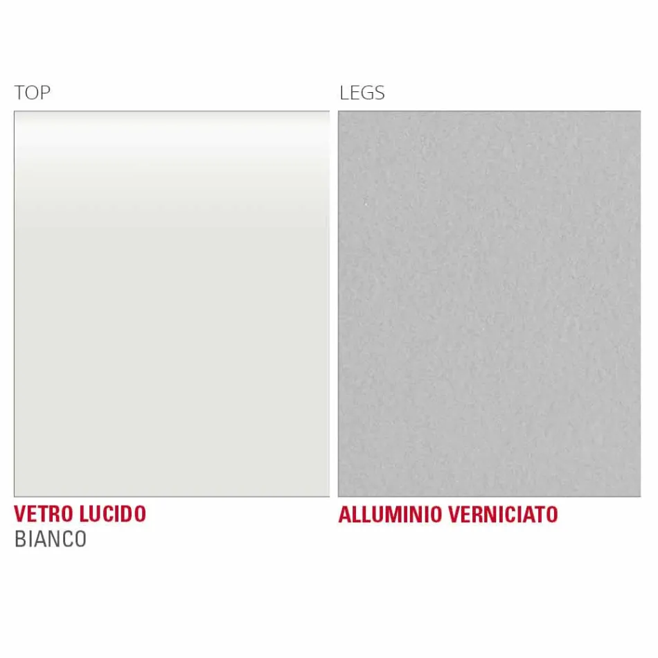 Jídelní stůl z bílého skla a lakovaného kovu vyrobený v Itálii - brož Viadurini