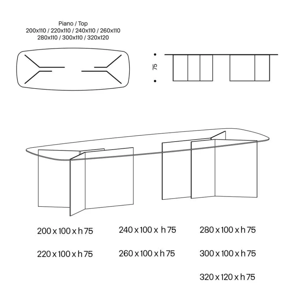 Skleněný jídelní stůl s obdélníkovou deskou Made in Italy - Charles Viadurini