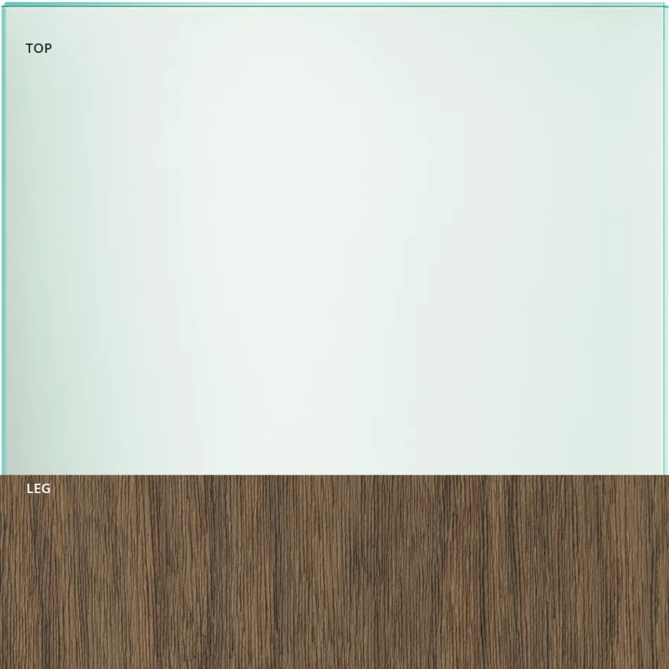 Jídelní stůl ze skla a nohy z dubu nebo ořech Canaletto - Aschio Viadurini