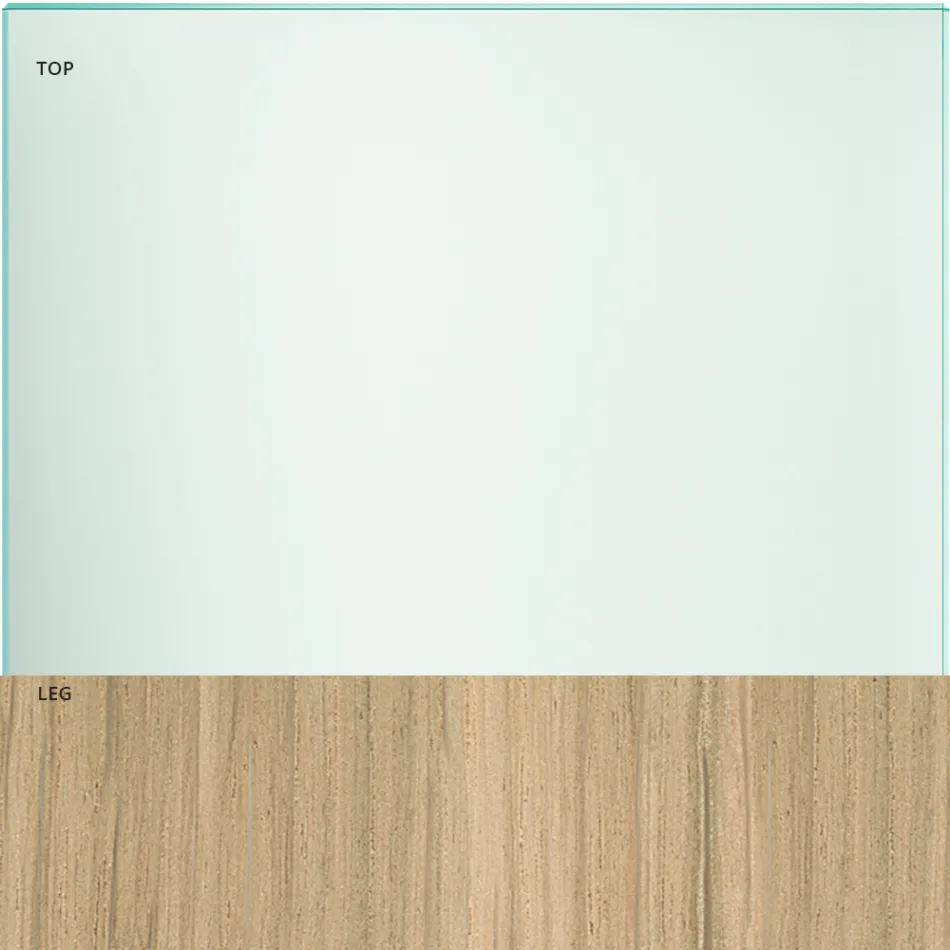 Jídelní stůl ze skla a nohy z dubu nebo ořech Canaletto - Aschio Viadurini