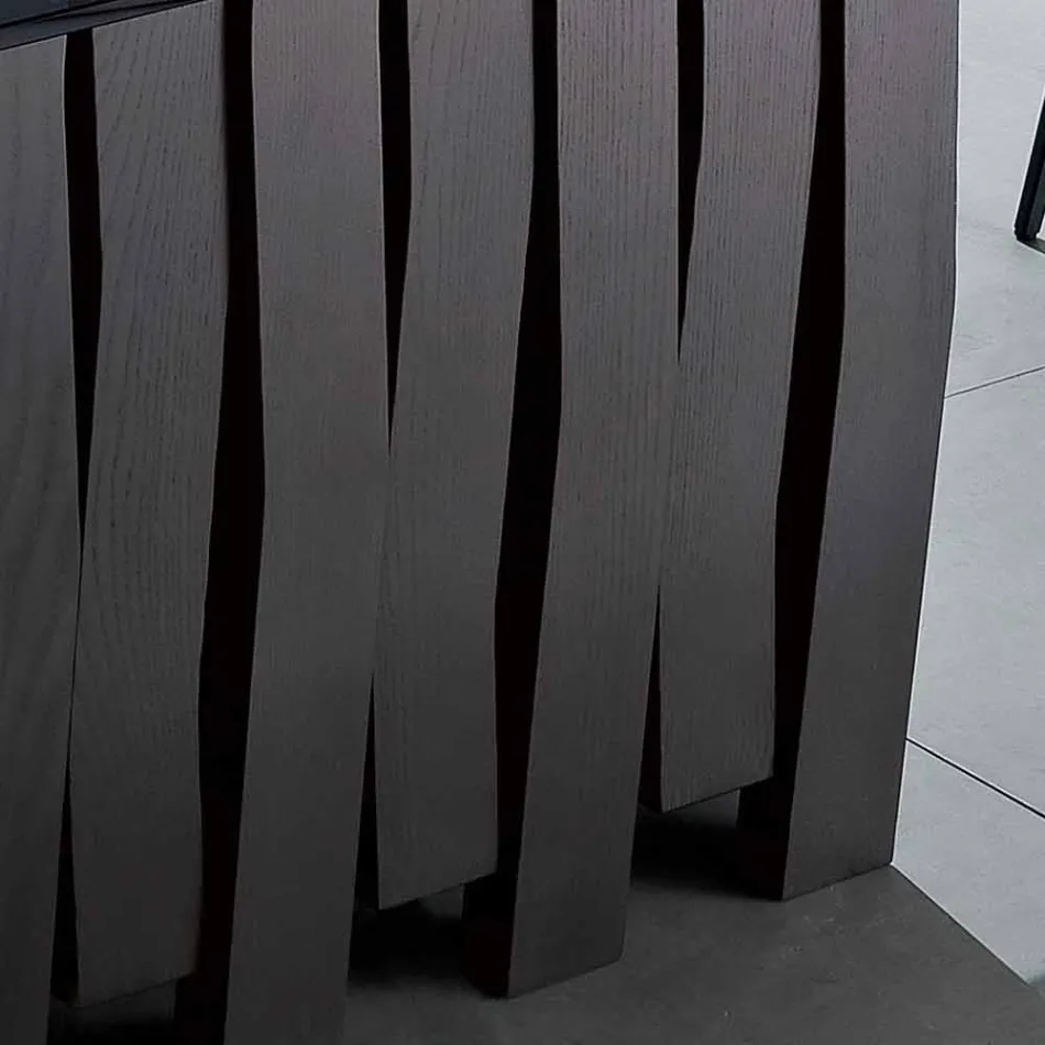 Jídelní stůl ze skla a masivního dřeva vyrobený v Itálii, Egisto Viadurini