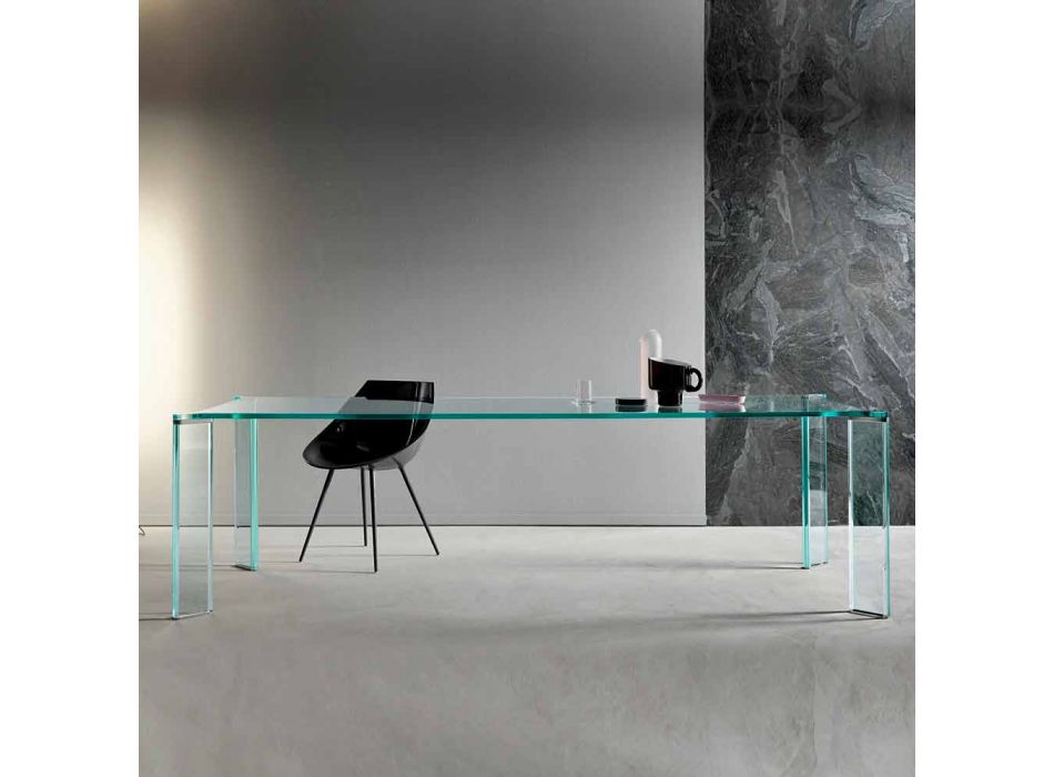 Jídelní stůl v extra čirém skle Luxusní design 4 rozměry - Kuduro Viadurini