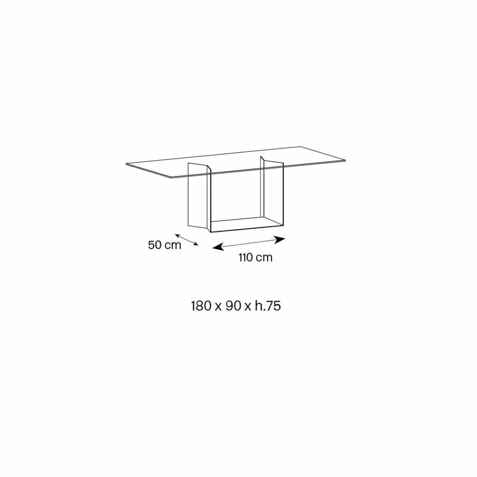 Jídelní stůl z uzeného nebo mimořádného skla a kovu vyrobeného v Itálii - tmavě hnědá Viadurini