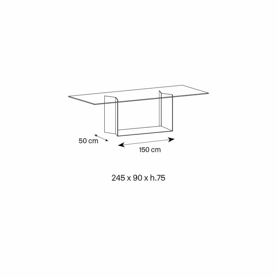 Jídelní stůl z uzeného nebo mimořádného skla a kovu vyrobeného v Itálii - tmavě hnědá Viadurini