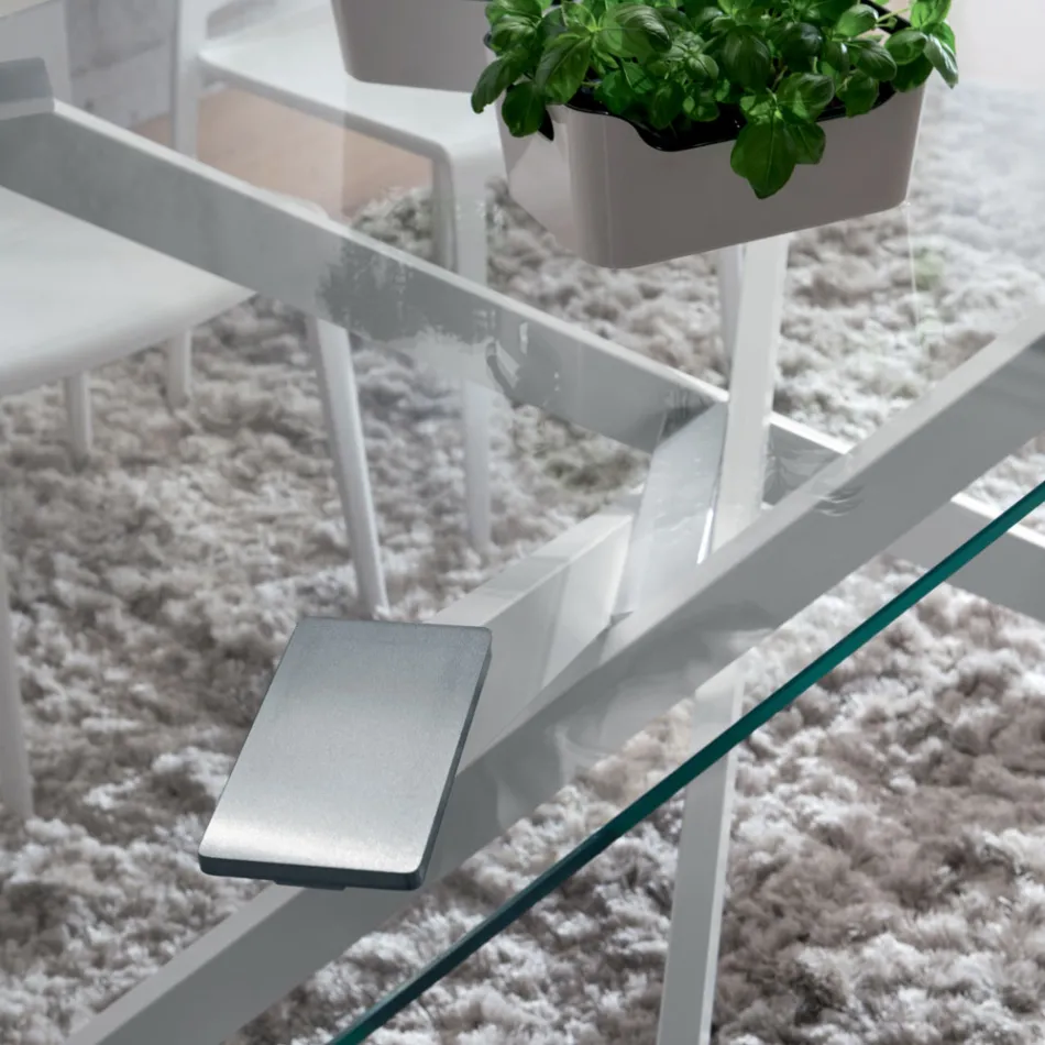 Luxusní jídelní stůl z tvrzeného skla a kovu Made in Italy - Carlino Viadurini
