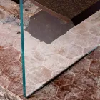 Moderní jídelní stůl 100x200cm dřeva se skleněnými rameny Flora Viadurini