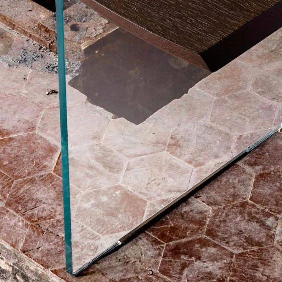 Moderní jídelní stůl 100x200cm dřeva se skleněnými rameny Flora Viadurini