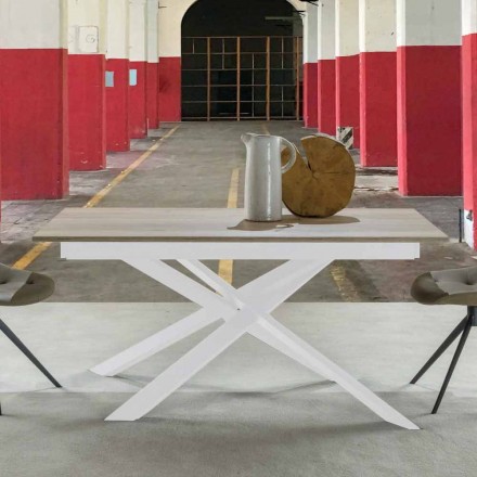 Moderní rozšiřitelný jídelní stůl, laminátová podlaha - Marliana Viadurini