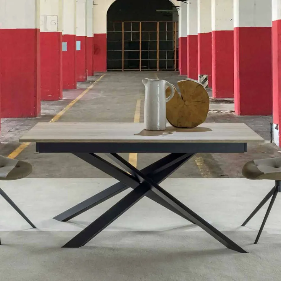 Moderní rozšiřitelný jídelní stůl, laminátová podlaha - Marliana Viadurini