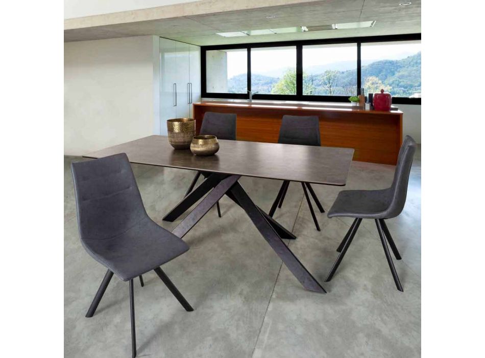 Moderní jídelní stůl s keramickou a skleněnou deskou Homemotion - Ringo Viadurini