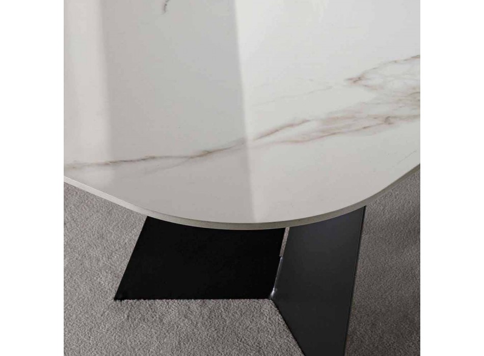 Moderní jídelní stůl s porcelánovým kameninovým topem - Meduno Viadurini