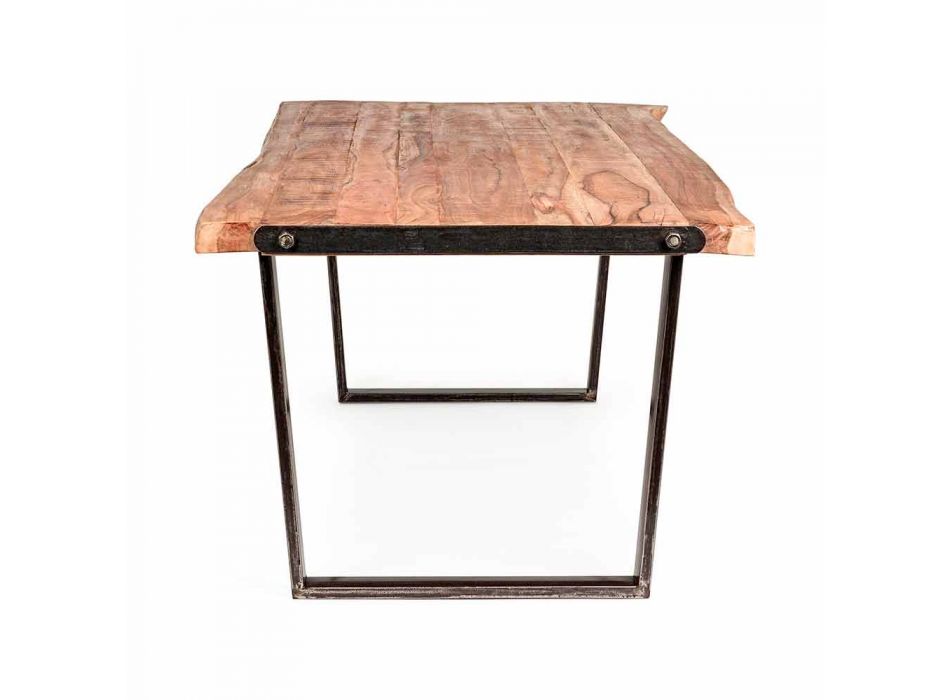 Moderní jídelní stůl z akáciového dřeva a oceli Homemotion - Bingo Viadurini