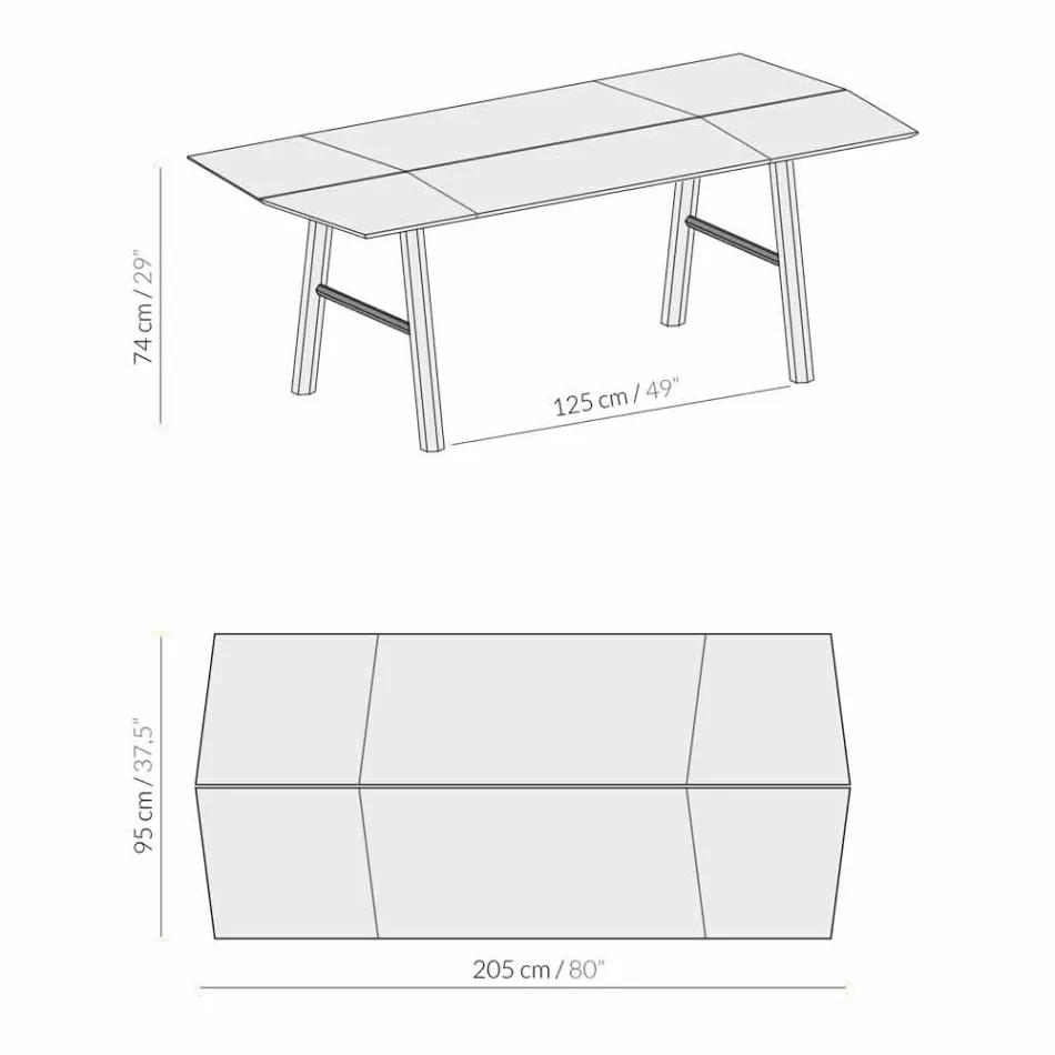 Moderní jídelní stůl z jasanového dřeva s černými nebo zlatými detaily - Andria Viadurini