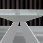 Moderní jídelní stůl ze skla a bílé oceli Made in Italy - Dalmatian Viadurini