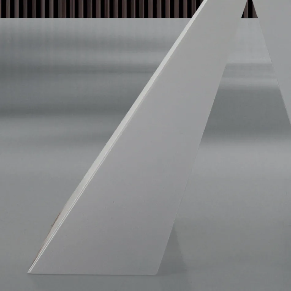 Moderní jídelní stůl ze skla a bílé oceli Made in Italy - Dalmatian Viadurini