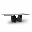 Moderní jídelní stůl ze zkoseného kouřového skla a kovu vyrobený v Itálii - makro Viadurini
