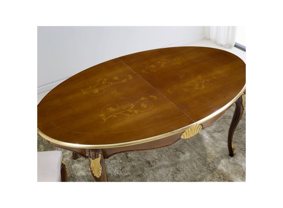 Rozkládací oválný jídelní stůl 270 cm ze dřeva Made in Italy - Baroko Viadurini