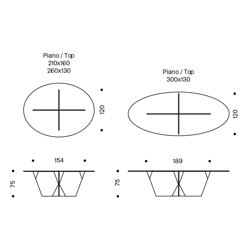 Oválný jídelní stůl se skleněnou deskou a podnoží Made in Italy - Tiseo Viadurini
