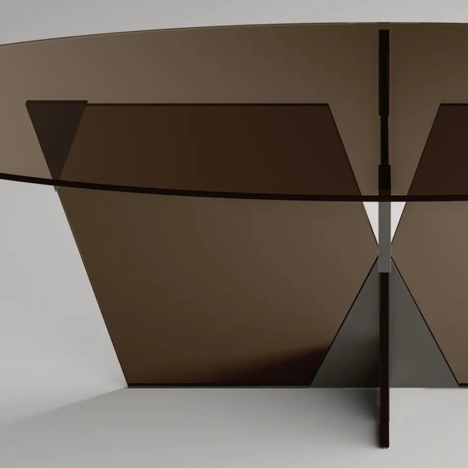 Oválný jídelní stůl se skleněnou deskou a podnoží Made in Italy - Tiseo Viadurini