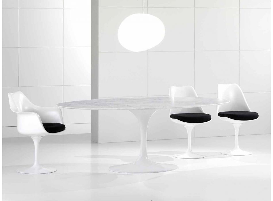 Oválný jídelní stůl s Carrara Marble Top Vyrobeno v Itálii - Nero Viadurini