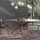 Oválný jídelní stůl z Mdf s masivní dřevěnou konstrukcí - Fulmine Viadurini
